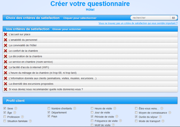 exemple questionnaire satisfaction client hotel