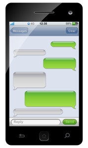 Smartphone sms chat template with copy space.